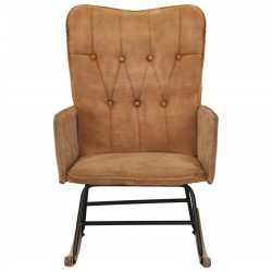 vidaXL Silla mecedora de lona vintage marrón