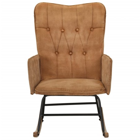 vidaXL Silla mecedora de lona vintage marrón