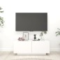 vidaXL Mueble de TV madera contrachapada blanco brillo 100x35x40 cm vidaXL Mueble de TV madera contrachapada blanco brillo 100x35x40 cm