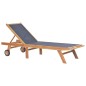 vidaXL Tumbona plegable con ruedas teca maciza y textilene vidaXL Tumbona plegable con ruedas teca maciza y textilene