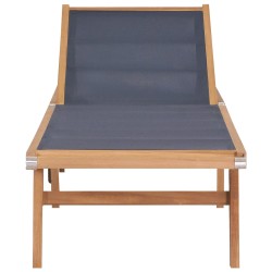 vidaXL Tumbona plegable con ruedas teca maciza y textilene