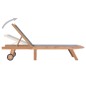 vidaXL Tumbona plegable con ruedas teca maciza y textilene vidaXL Tumbona plegable con ruedas teca maciza y textilene