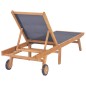 vidaXL Tumbona plegable con ruedas teca maciza y textilene vidaXL Tumbona plegable con ruedas teca maciza y textilene