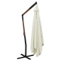 vidaXL Sombrilla colgante con poste de madera blanco arena 300 cm vidaXL Sombrilla colgante con poste de madera blanco arena 300 cm