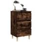 vidaXL Mesita de noche patas madera maciza roble ahumado 40x35x69 cm vidaXL Mesita de noche patas madera maciza roble ahumado 40x35x69 cm