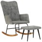 vidaXL Mecedora con taburete lona vintage gris vidaXL Mecedora con taburete lona vintage gris