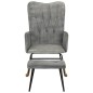 vidaXL Mecedora con taburete lona vintage gris vidaXL Mecedora con taburete lona vintage gris