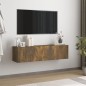vidaXL Mueble de pared TV contrachapado roble ahumado 120x30x30 cm vidaXL Mueble de pared TV contrachapado roble ahumado 120x30x30 cm