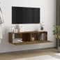 vidaXL Mueble de pared TV contrachapado roble ahumado 120x30x30 cm vidaXL Mueble de pared TV contrachapado roble ahumado 120x30x30 cm