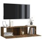 vidaXL Mueble de pared TV contrachapado roble ahumado 120x30x30 cm vidaXL Mueble de pared TV contrachapado roble ahumado 120x30x30 cm