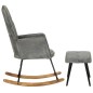 vidaXL Mecedora con taburete lona vintage gris vidaXL Mecedora con taburete lona vintage gris