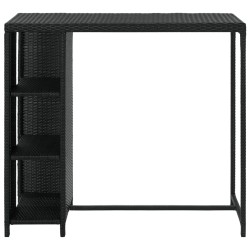 vidaXL Mesa bar estante almacenaje 120x60x110cm ratán sintético negro
