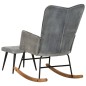 vidaXL Mecedora con taburete lona vintage gris vidaXL Mecedora con taburete lona vintage gris