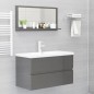 vidaXL Espejo de baño madera contrachapada gris brillo 80x10,5x37 cm vidaXL Espejo de baño madera contrachapada gris brillo 80x10,5x37 cm