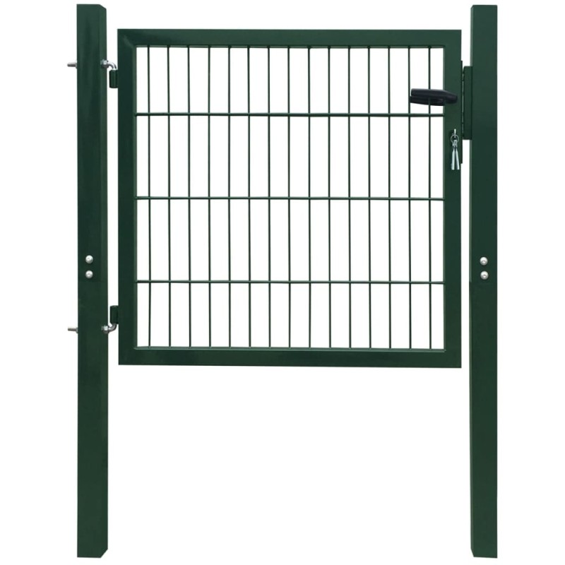 vidaXL Puerta de vallado de acero verde 105x150 cm