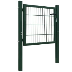 vidaXL Puerta de vallado de acero verde 105x150 cm