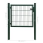 vidaXL Puerta de vallado de acero verde 105x150 cm