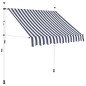 vidaXL Toldo manual retráctil 150 cm azul y blanco a rayas vidaXL Toldo manual retráctil 150 cm azul y blanco a rayas