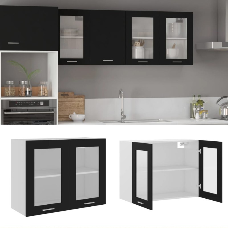 vidaXL Armario colgante cocina contrachapada negro 80x31x60 cm vidaXL Armario colgante cocina contrachapada negro 80x31x60 cm