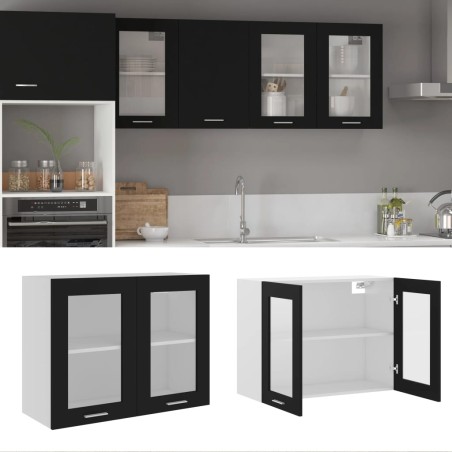 vidaXL Armario colgante cocina contrachapada negro 80x31x60 cm