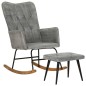 vidaXL Mecedora con taburete lona vintage gris vidaXL Mecedora con taburete lona vintage gris