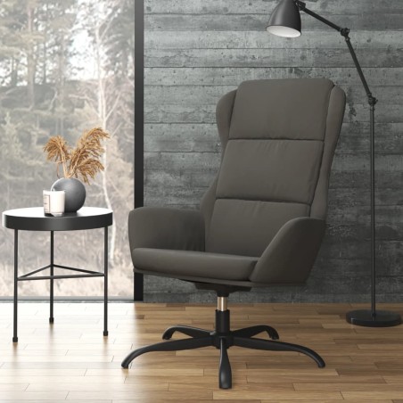 vidaXL Sillón de relax de piel de ante sintética gris oscuro