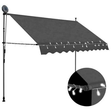 vidaXL Toldo manual retráctil con LED gris antracita 250 cm