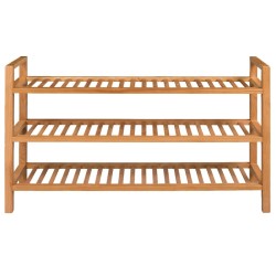 vidaXL Zapatero con 3 estantes madera maciza de roble 100x27x60 cm