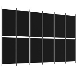 vidaXL Biombo divisor de 6 paneles de tela negro 300x200 cm