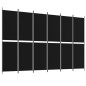 vidaXL Biombo divisor de 6 paneles de tela negro 300x200 cm vidaXL Biombo divisor de 6 paneles de tela negro 300x200 cm