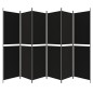 vidaXL Biombo divisor de 6 paneles de tela negro 300x200 cm vidaXL Biombo divisor de 6 paneles de tela negro 300x200 cm