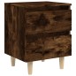vidaXL Mesita de noche patas madera maciza roble ahumado 40x35x50 cm