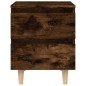 vidaXL Mesita de noche patas madera maciza roble ahumado 40x35x50 cm