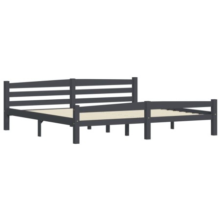 vidaXL Estructura de cama madera maciza pino gris oscuro 200x200 cm
