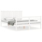 vidaXL Estructura de cama matrimonio con cabecero madera maciza blanco vidaXL Estructura de cama matrimonio con cabecero madera maciza blanco