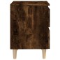 vidaXL Mesita de noche patas madera maciza roble ahumado 40x35x50 cm