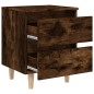 vidaXL Mesita de noche patas madera maciza roble ahumado 40x35x50 cm