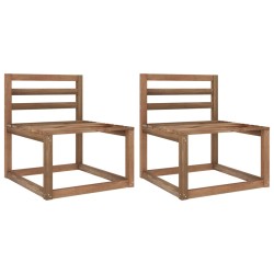 vidaXL Sofás centrales de palés jardín 2 uds madera impregnada marrón