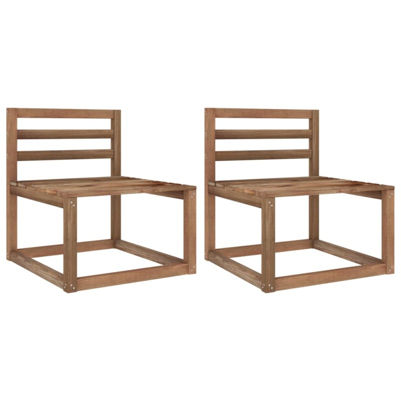 vidaXL Sofás centrales de palés jardín 2 uds madera impregnada marrón vidaXL Sofás centrales de palés jardín 2 uds madera impregnada marrón