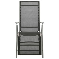 vidaXL Silla de jardín reclinable textileno aluminio plateado