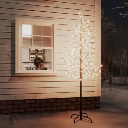 vidaXL Árbol LED con flor de cerezo 220 LED blanco cálido 220 cm