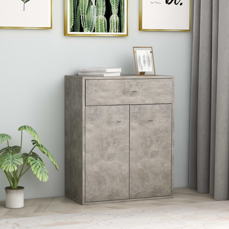 vidaXL Aparador de madera contrachapada gris hormigón 60x30x75 cm vidaXL Aparador de madera contrachapada gris hormigón 60x30x75 cm