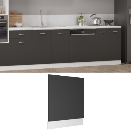 vidaXL Panel para lavavajillas madera contrachapada gris 59,5x3x67 cm