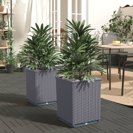 vidaXL Jardineras 2 uds polipropileno gris oscuro 30x30x37 cm