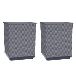 vidaXL Jardineras 2 uds polipropileno gris oscuro 30x30x37 cm