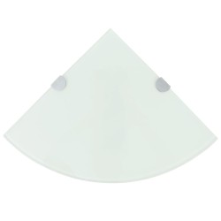 vidaXL Estante de esquina con soportes cromados vidrio blanco 25x25 cm