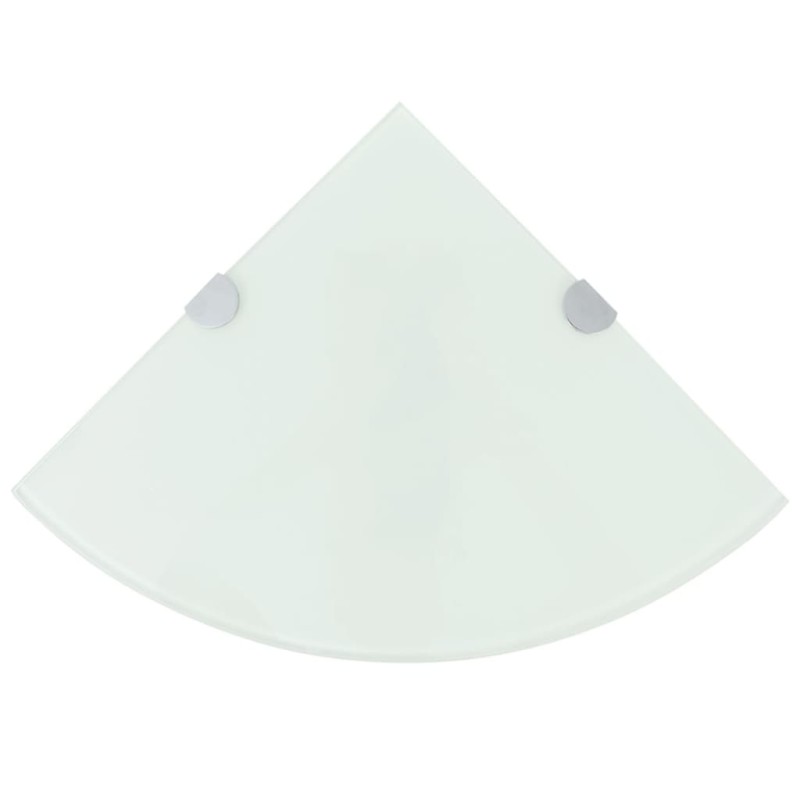 vidaXL Estante de esquina con soportes cromados vidrio blanco 25x25 cm vidaXL Estante de esquina con soportes cromados vidrio blanco 25x25 cm