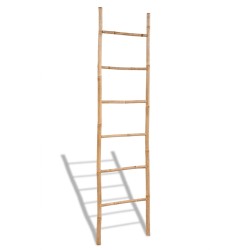 vidaXL Escalera para toallas con 6 peldaños de bambú