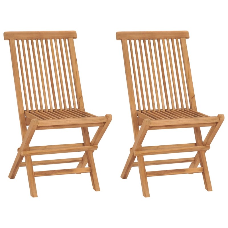 vidaXL Sillas de jardín plegables 2 unidades madera maciza de teca vidaXL Sillas de jardín plegables 2 unidades madera maciza de teca