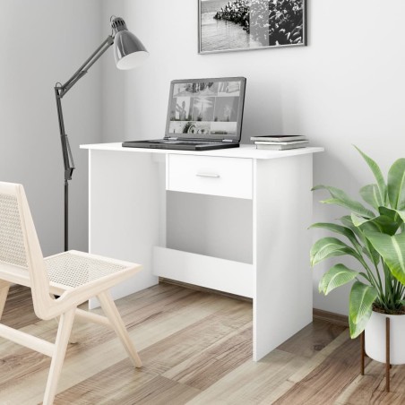 vidaXL Escritorio de madera contrachapada blanco 100x50x76 cm